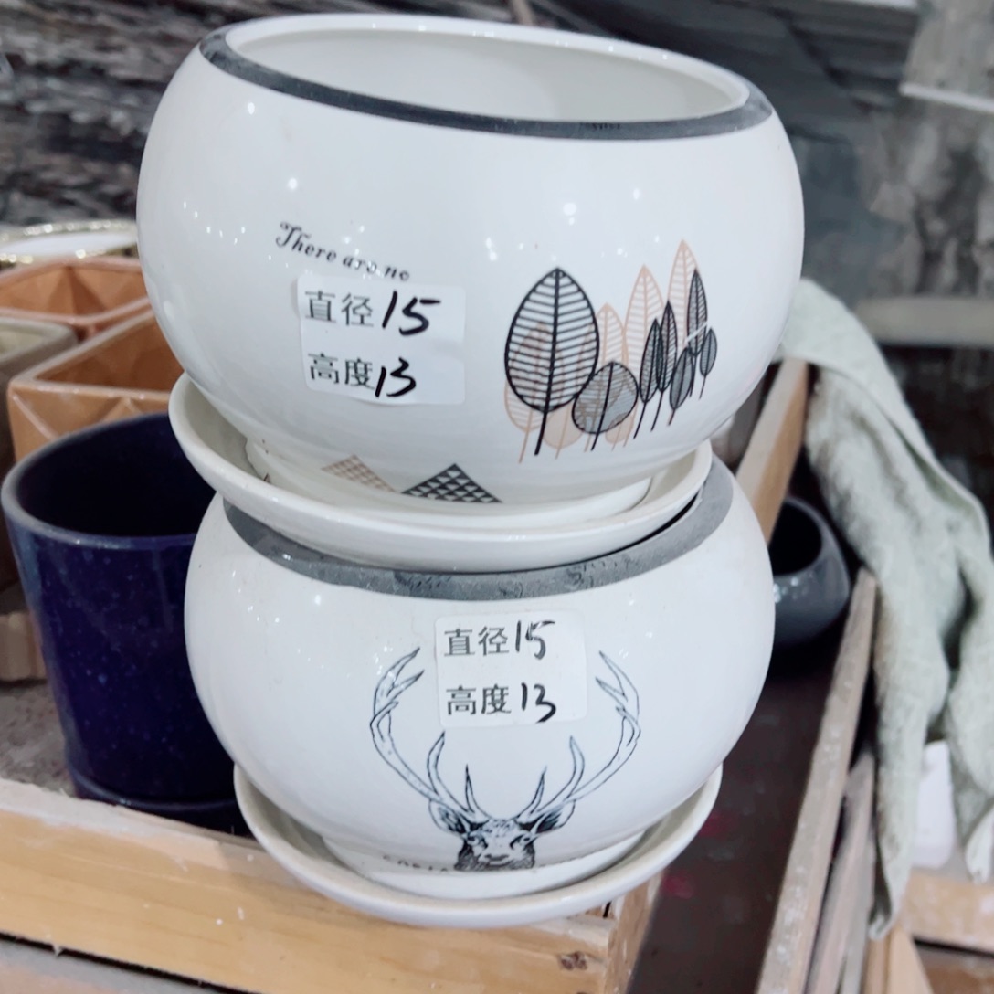 有孔，陶瓷花盆满10米包邮发货