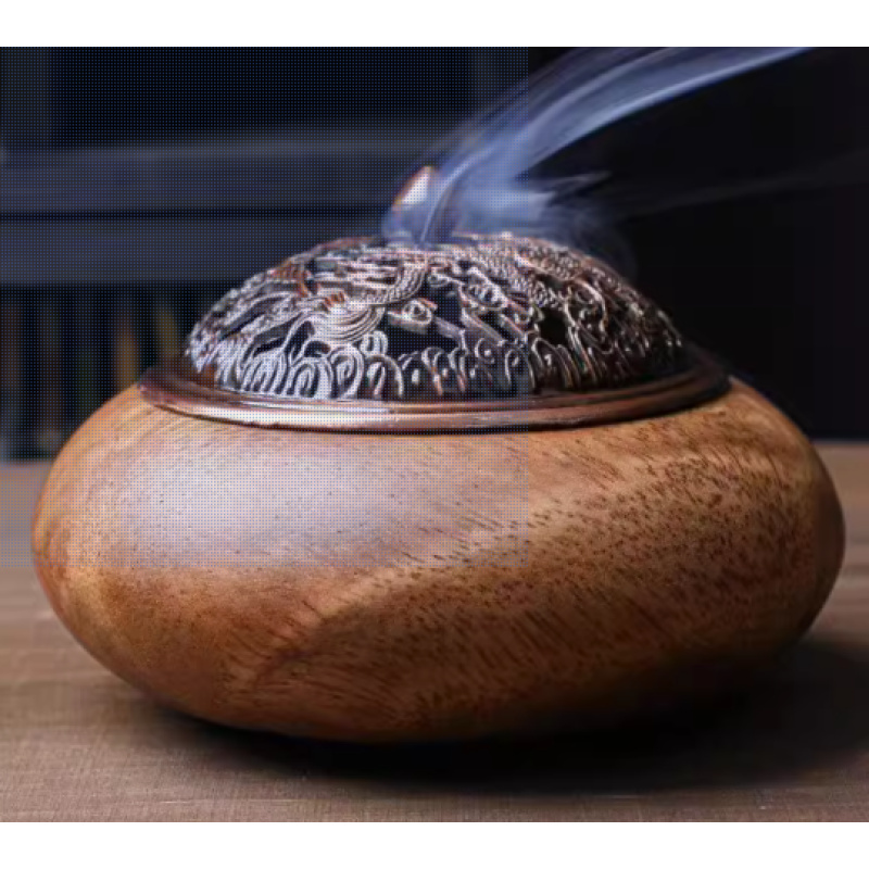 圆形简约实木香炉
