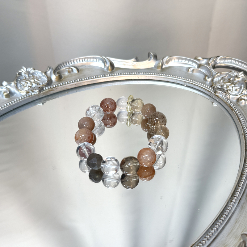 黄水晶x黑金超七x白水晶x娇花x茶晶x太阳石 15mm