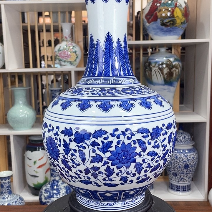 摆件用****6青花缠枝莲精工天球