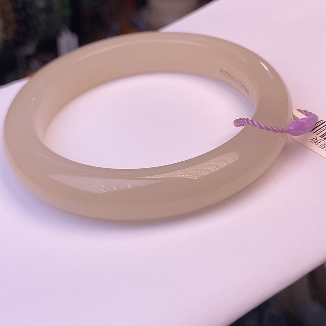 和田玉未镶嵌老料藕粉红粉56手镯