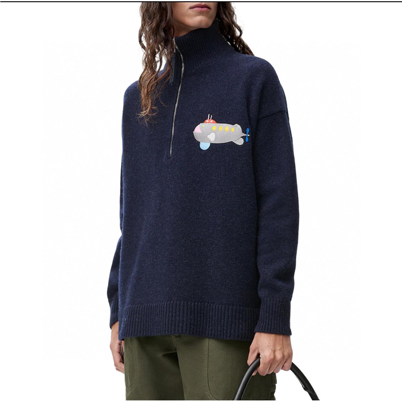 「早秋上新」25FW潜艇刺绣半拉链针织衫套头男女高端毛衣针织衫