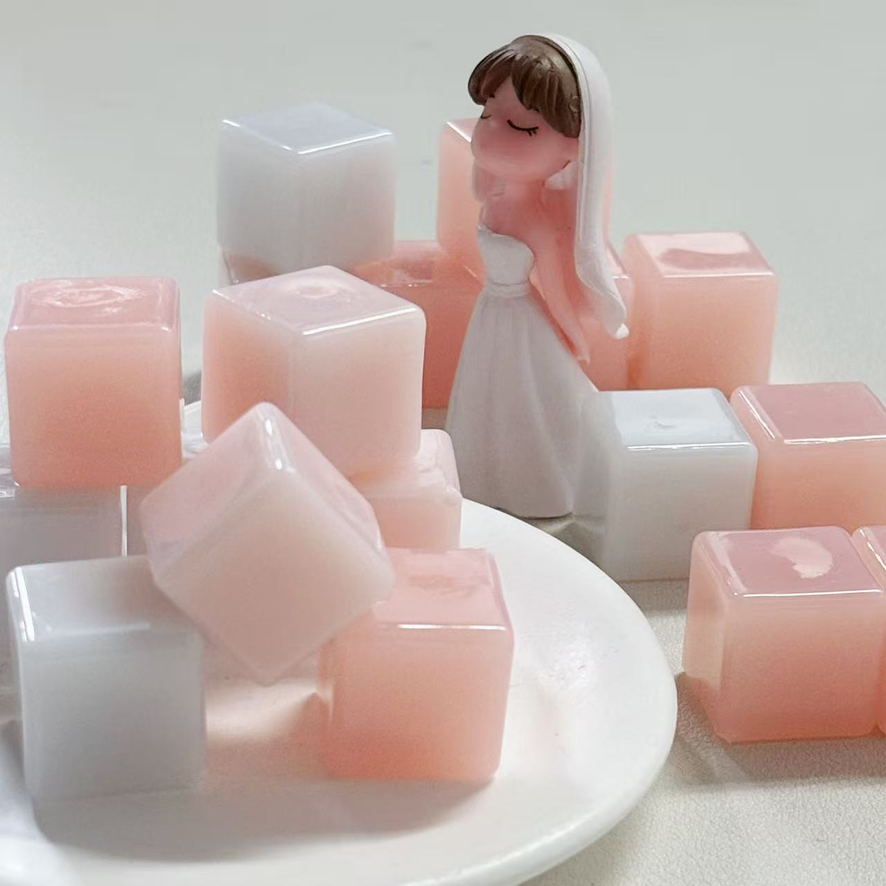 【豆蔻年华-三选一】粉色系奶油高亮夜光平面仿真冰块18mm