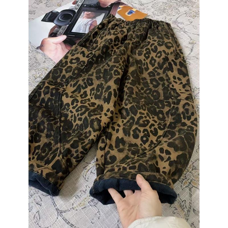 511160 韩版儿童休闲洋气日常冬季加绒豹纹休闲裤