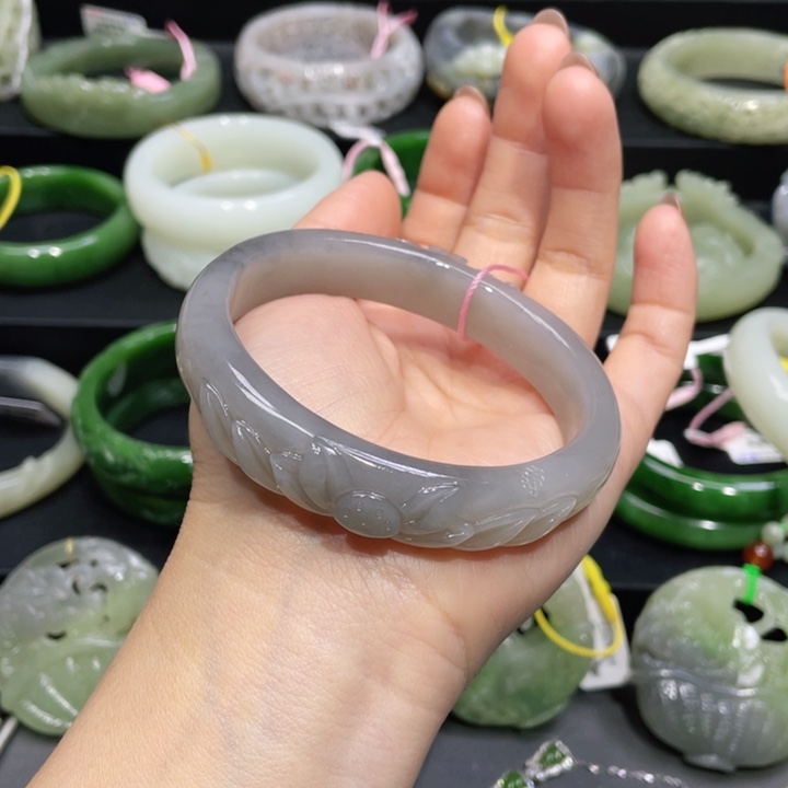 和田玉手镯61+圈口 编号82贵妃镯未镶嵌冰***❤