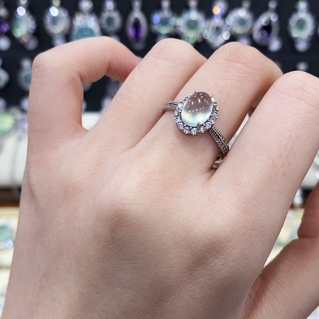 @***&蛇纹石玉银S925镶嵌戒指