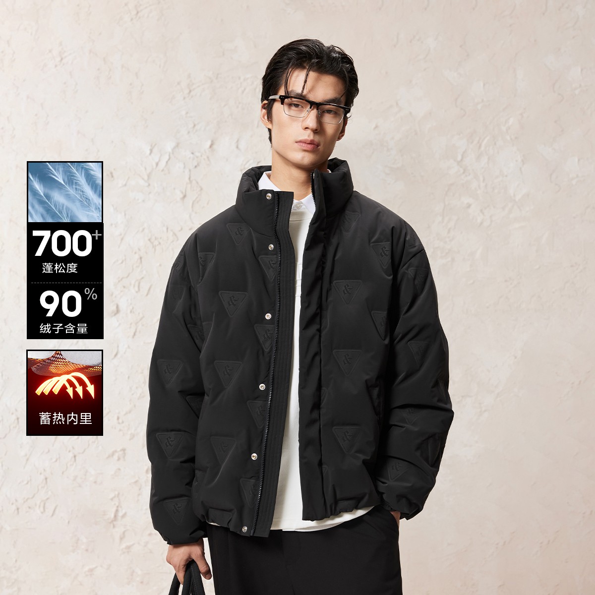 【3D压胶蓄热内里】杰克琼斯秋冬款男士羽绒服立领外套蓬松休闲保暖