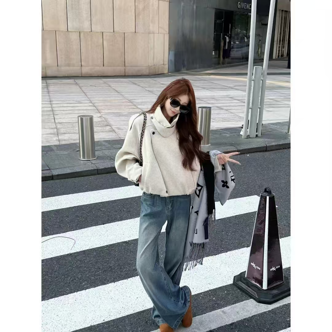 【缪斯外套】秋冬新款设计感立领毛呢外套短款小个子高级感外套女