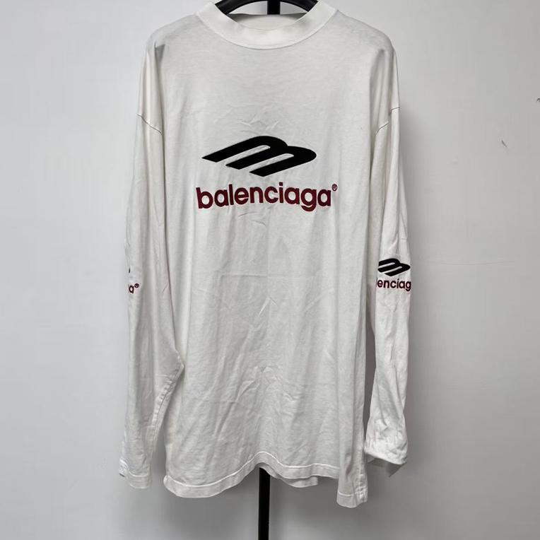 未使用 Balenciaga/巴黎世家 字母印花圆领长袖T恤 03405