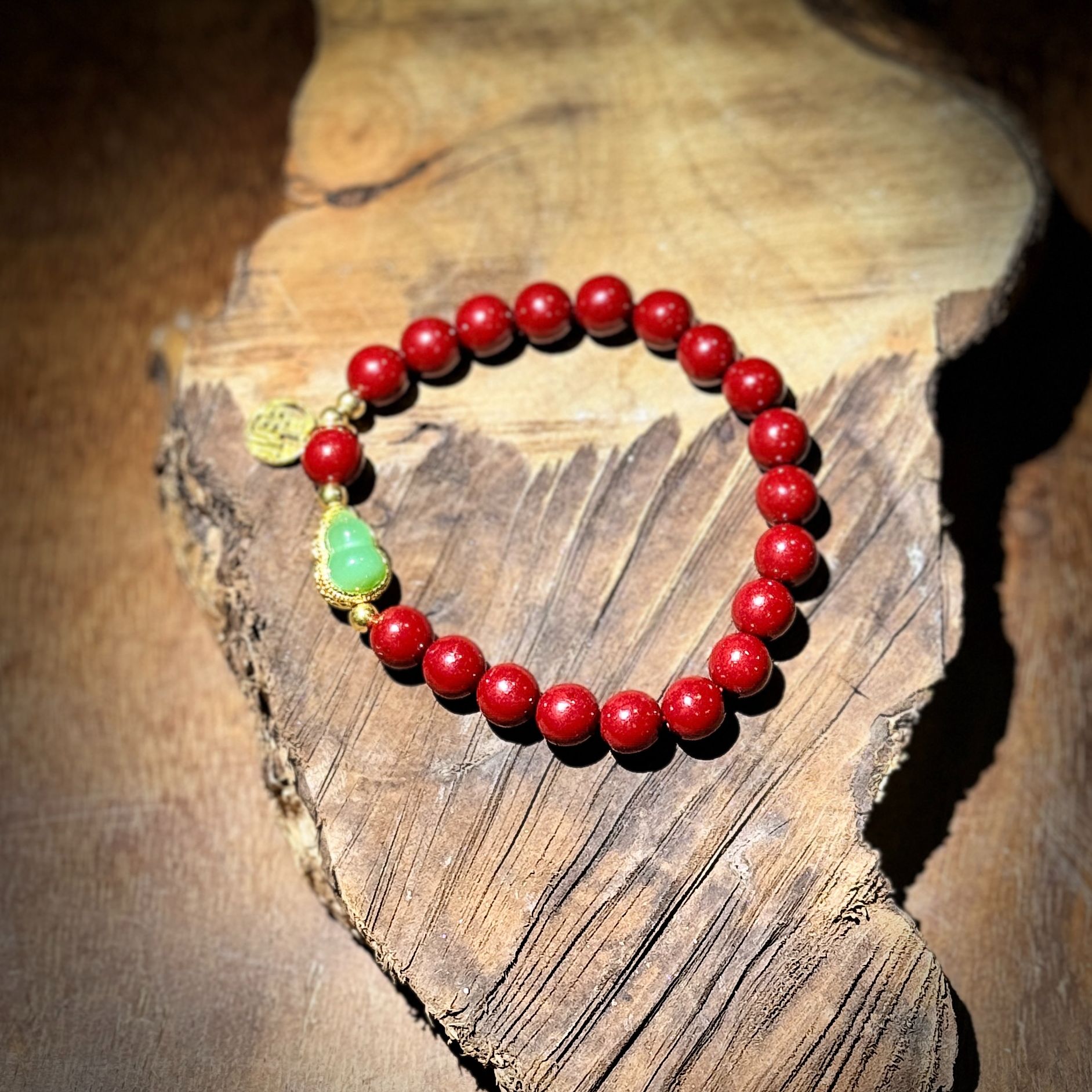 天然辰砂K365朱砂0.8单圈+葫芦+ 福（无礼盒）