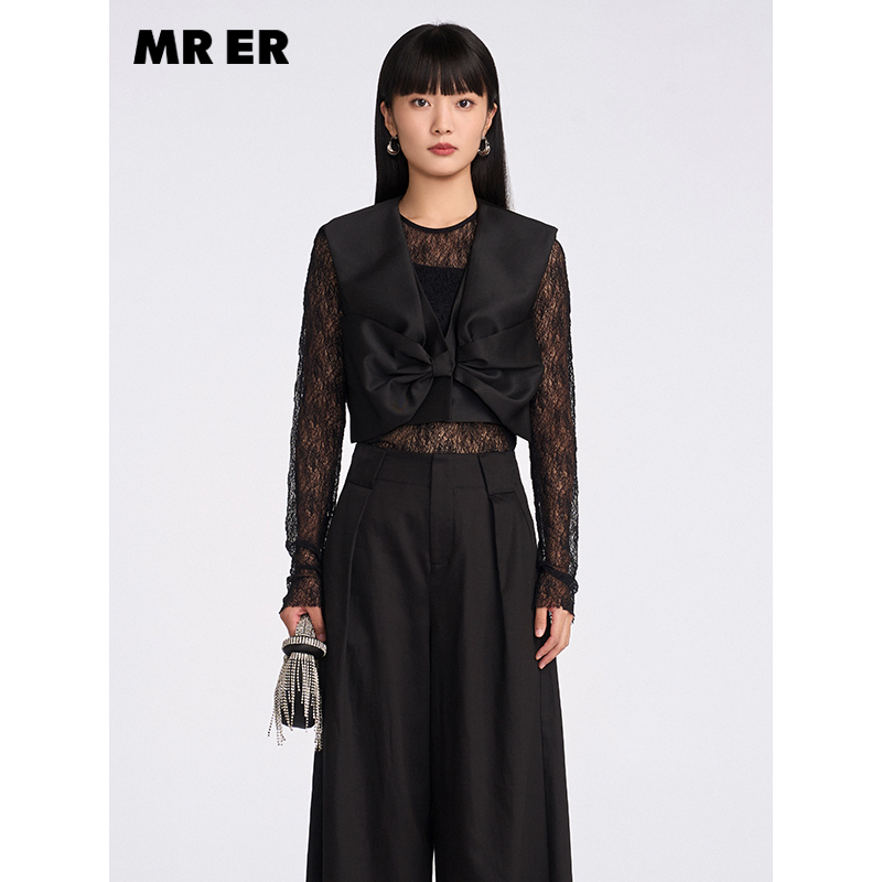 【达人专属】设计感大蝴蝶结装饰小个子短款休闲马甲R5A10634