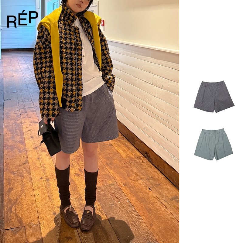  REP-Aether haze设计师品牌绿/灰色宽松休闲短裤 25FW新品女装