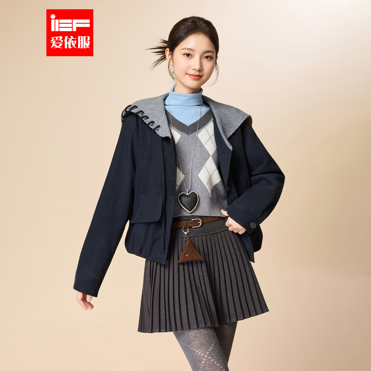 IEF/爱依服2025新款冬季高级时尚感通勤百搭梭织外套