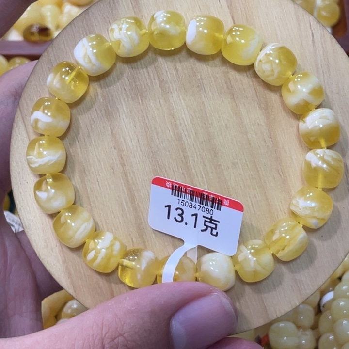 蜜蜡手链未镶嵌金瓷白蜜蜡