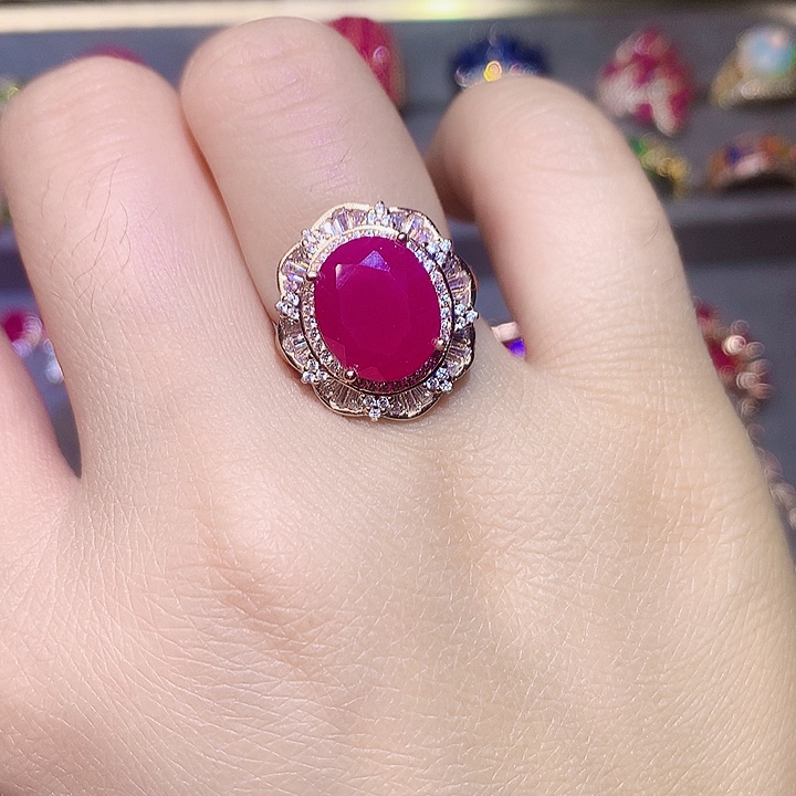 红宝石戒指银S925镶嵌