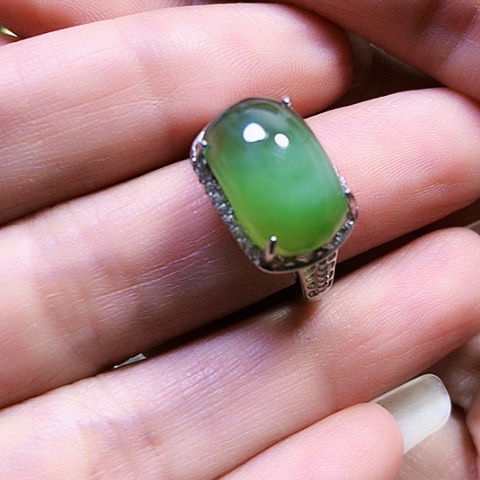 和田玉银S925镶嵌戒指