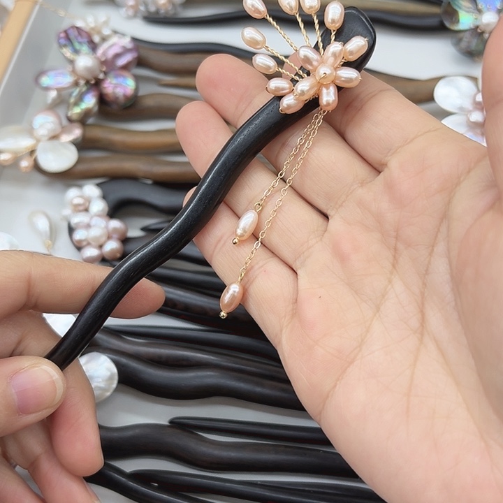 淡水珍珠发饰未镶嵌