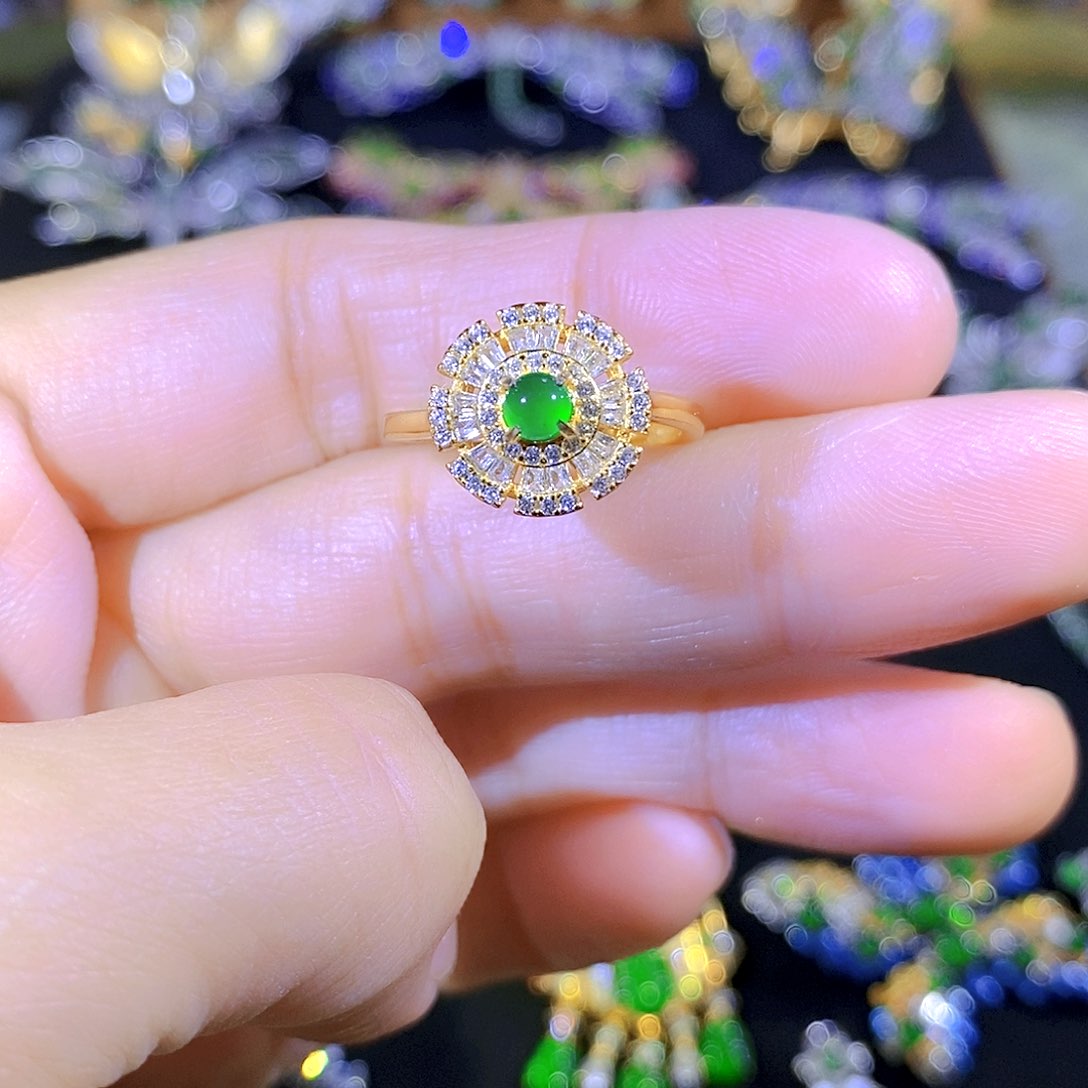 吊坠(不含链)银S925镶嵌翡翠