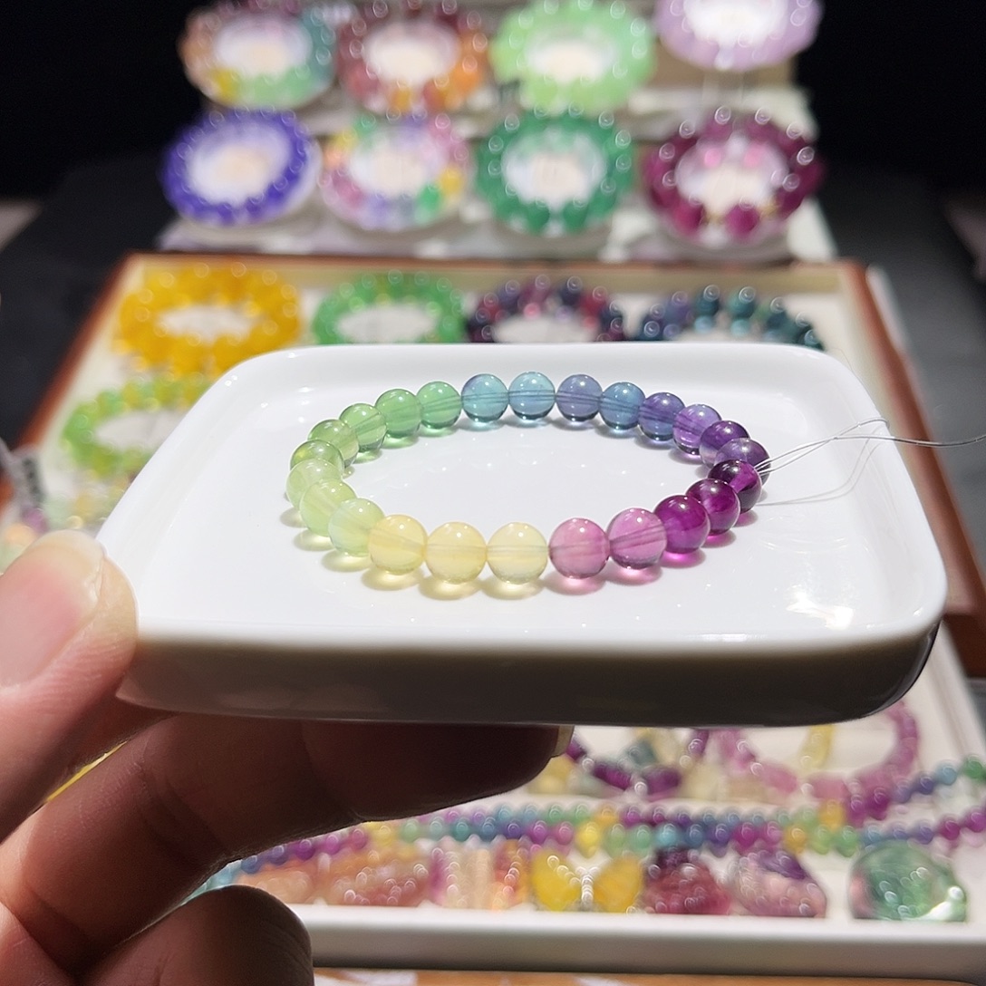 未镶嵌手串萤石彩虹大渐变7加