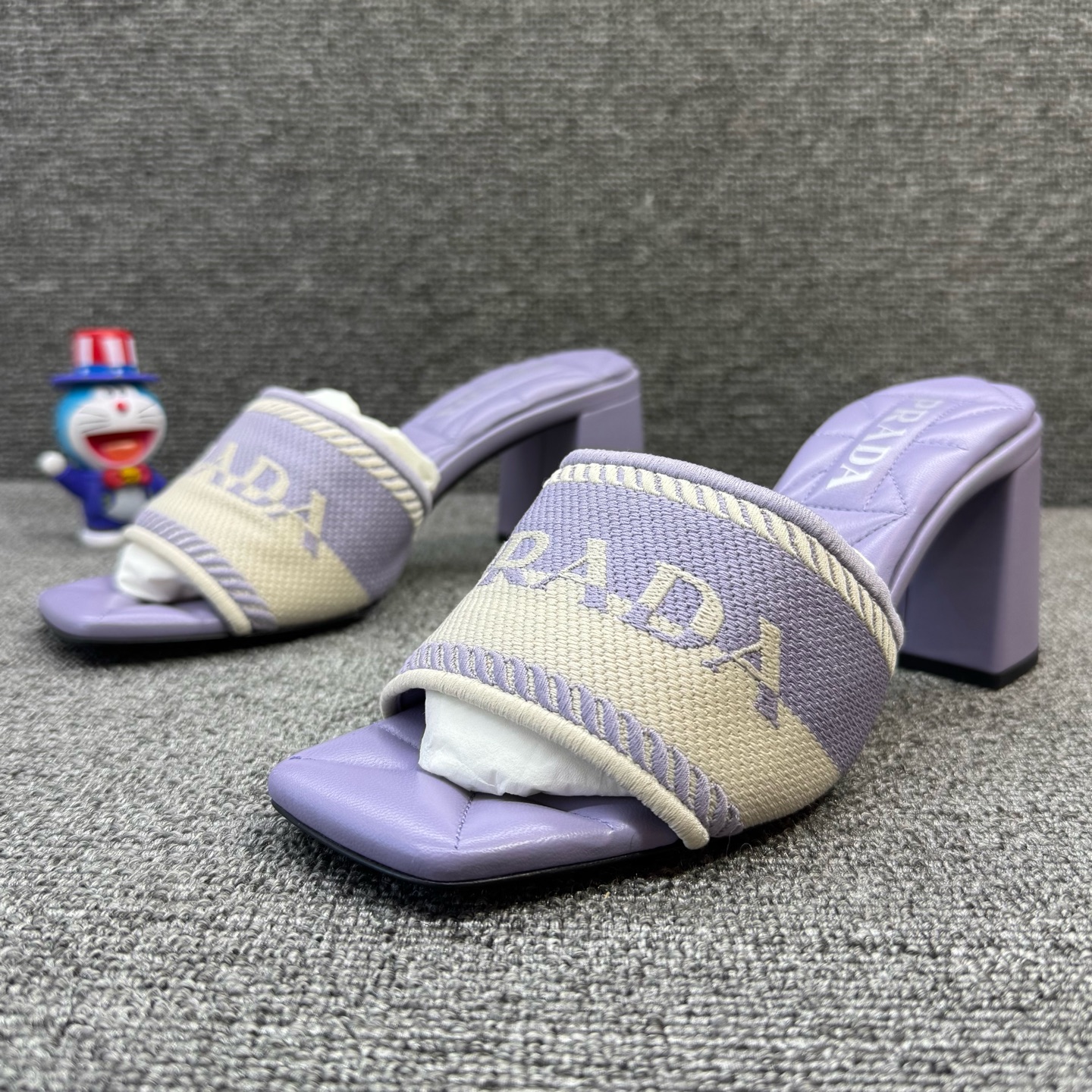 未使用 Prada/普拉达 普 37.5码 紫色高跟拖鞋 全新 D7743