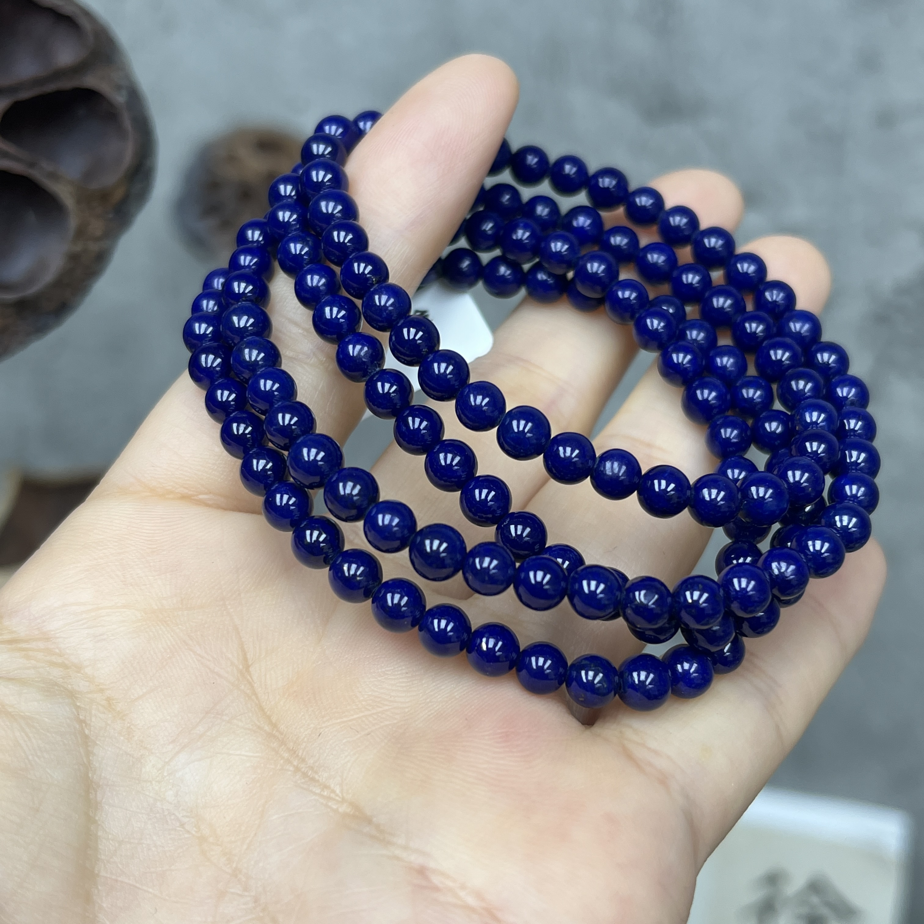 天然青金石老料手串四圈手链