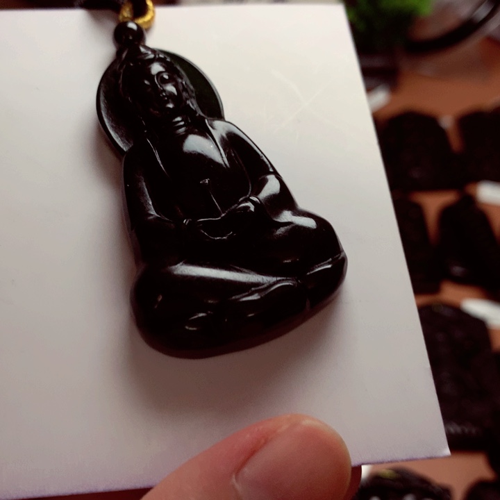 天然缅甸a货钢琴黑挂件