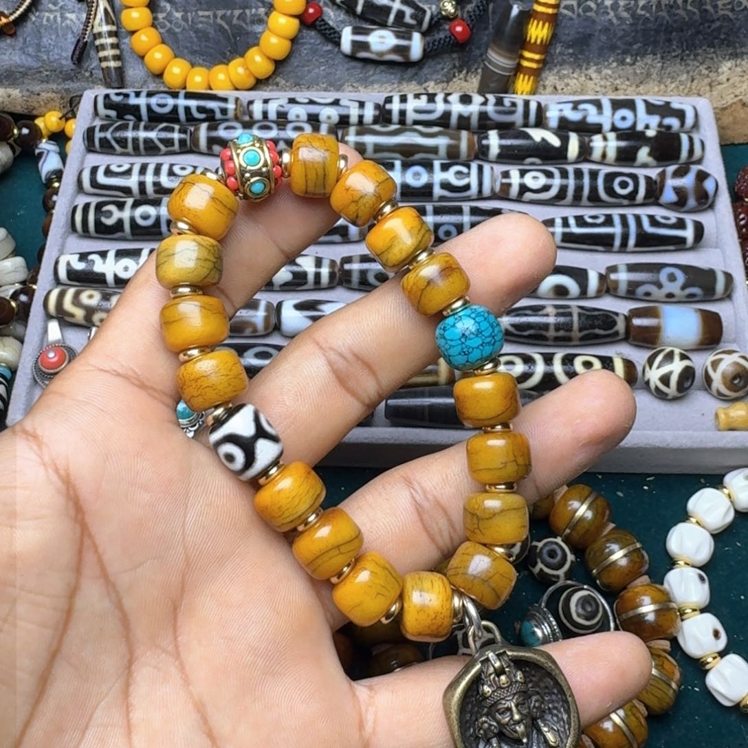 柏香籽/百香籽手串牦牛骨