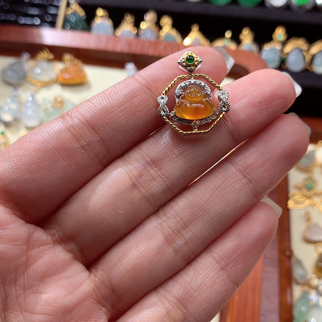 翡翠颈饰18K金镶嵌用****5翡翠