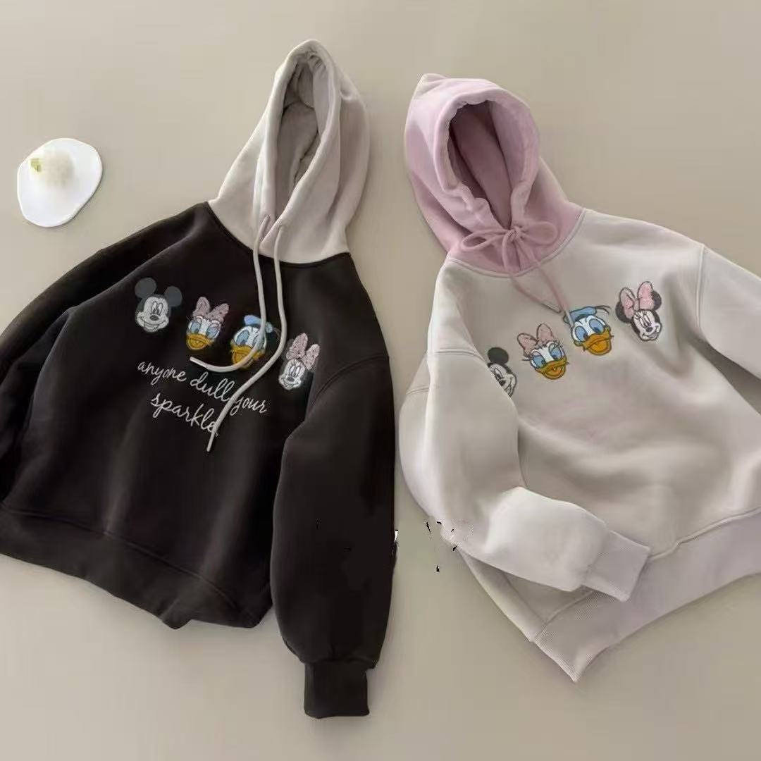 【2025秋冬韩款】儿童加绒卡通刺绣连帽卫衣X0656