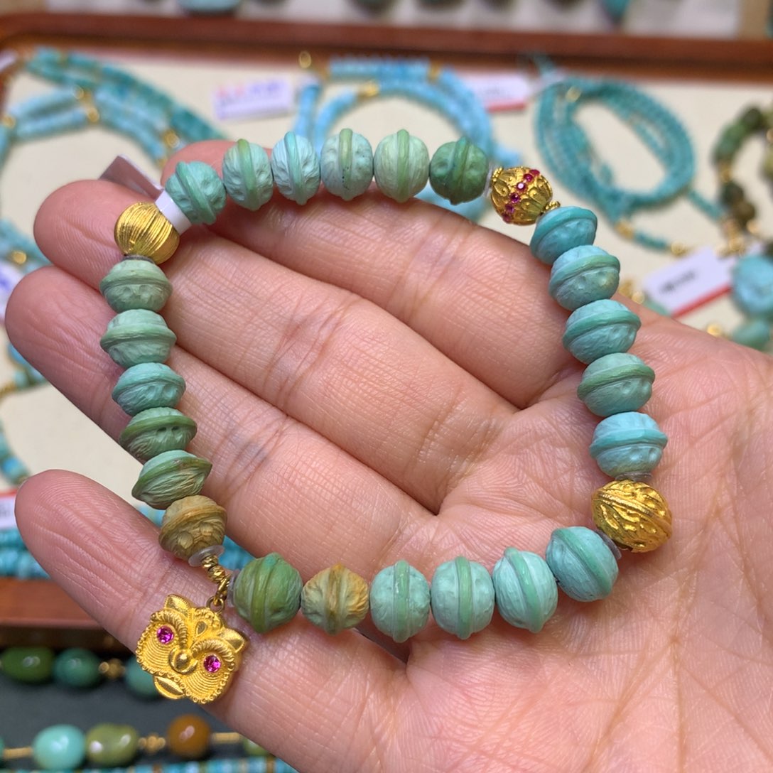 绿松石手串18K金镶嵌