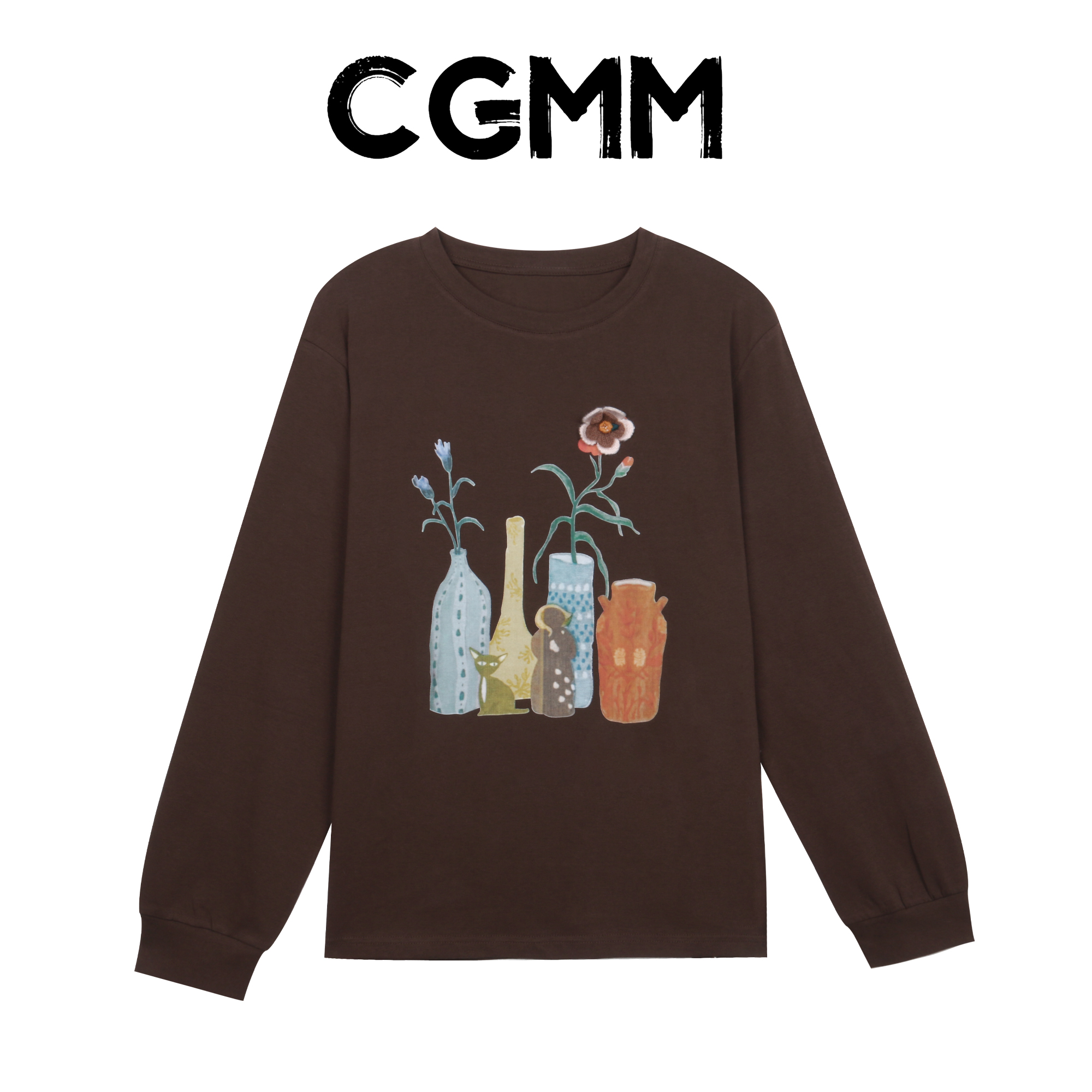 CGMM/橱柜密码复古印花长袖休闲百搭圆领卫衣罩衫