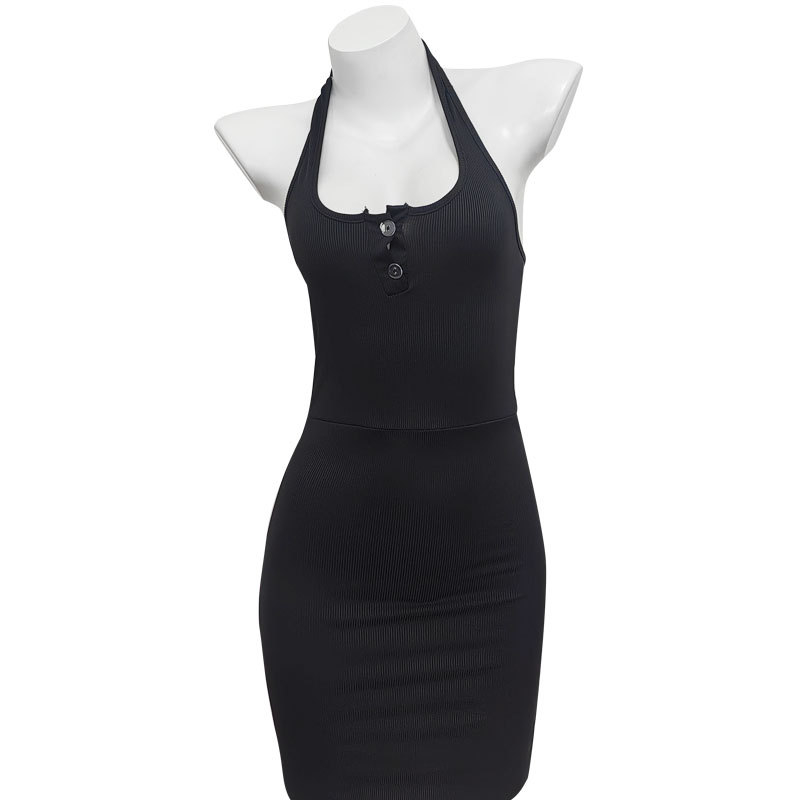 女纯欲风辣妹挂脖包臀修身连衣裙睡衣套装