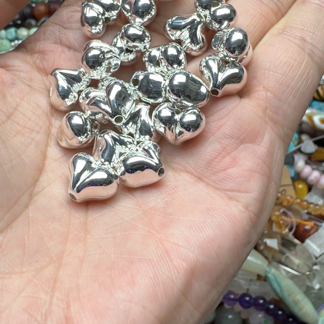 合金玛瑙/玉髓珠宝半成品3颗12mm铜镀银屁桃