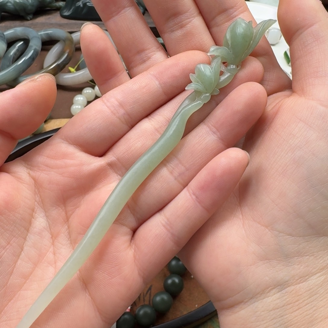 和田玉簪子未镶嵌