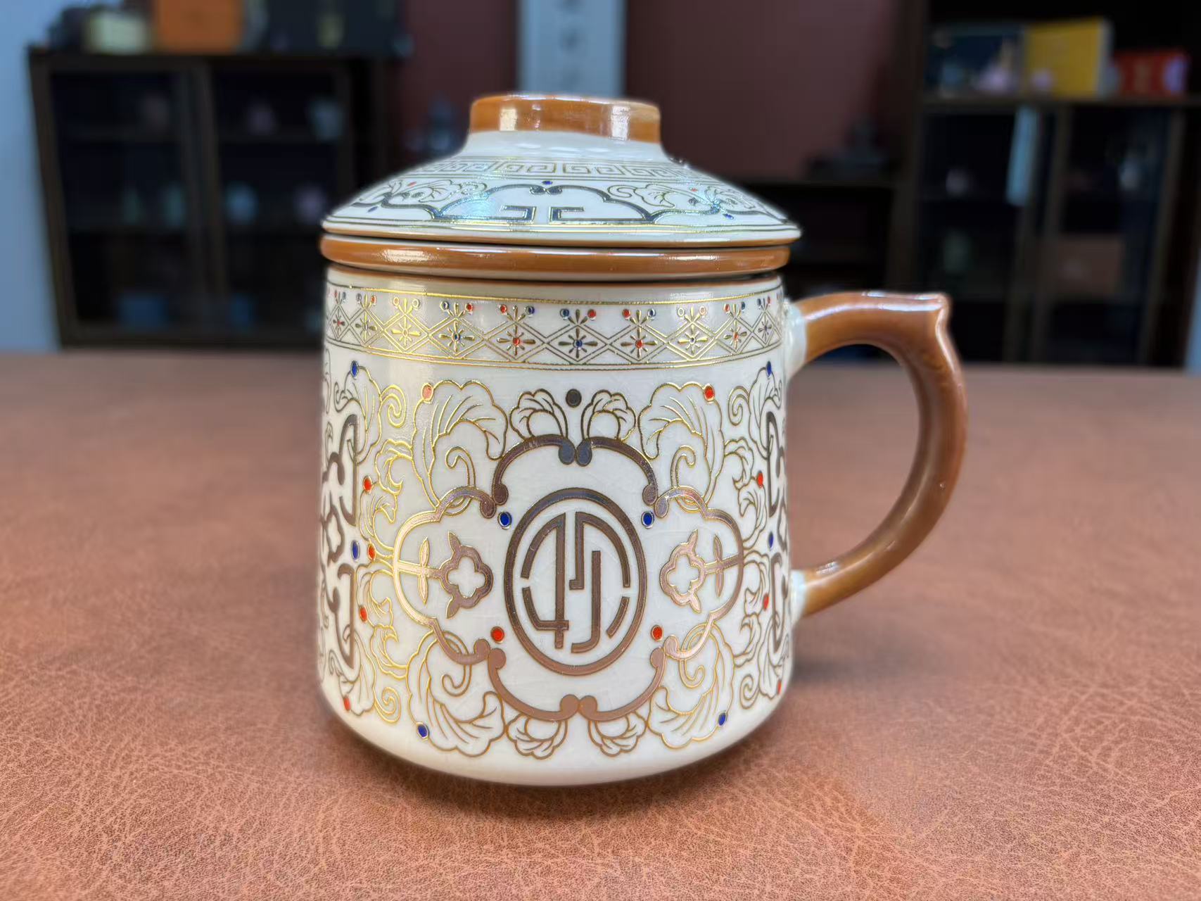 金银错黄汝窑办公杯-6059-直播专享