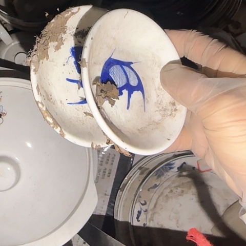 瓷片国营厂库存微瑕9.5厘米2个