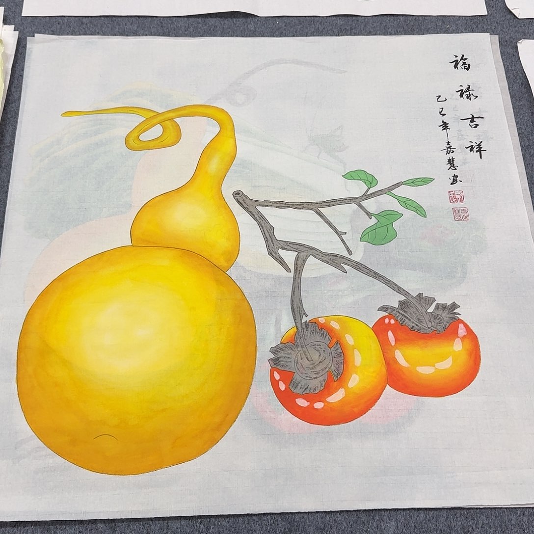 国画尺寸70X70手绘作品