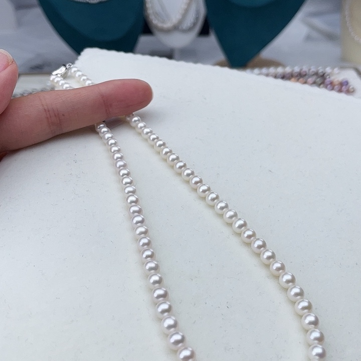 淡水珍珠颈饰银S925镶嵌卡5极光炫彩高品