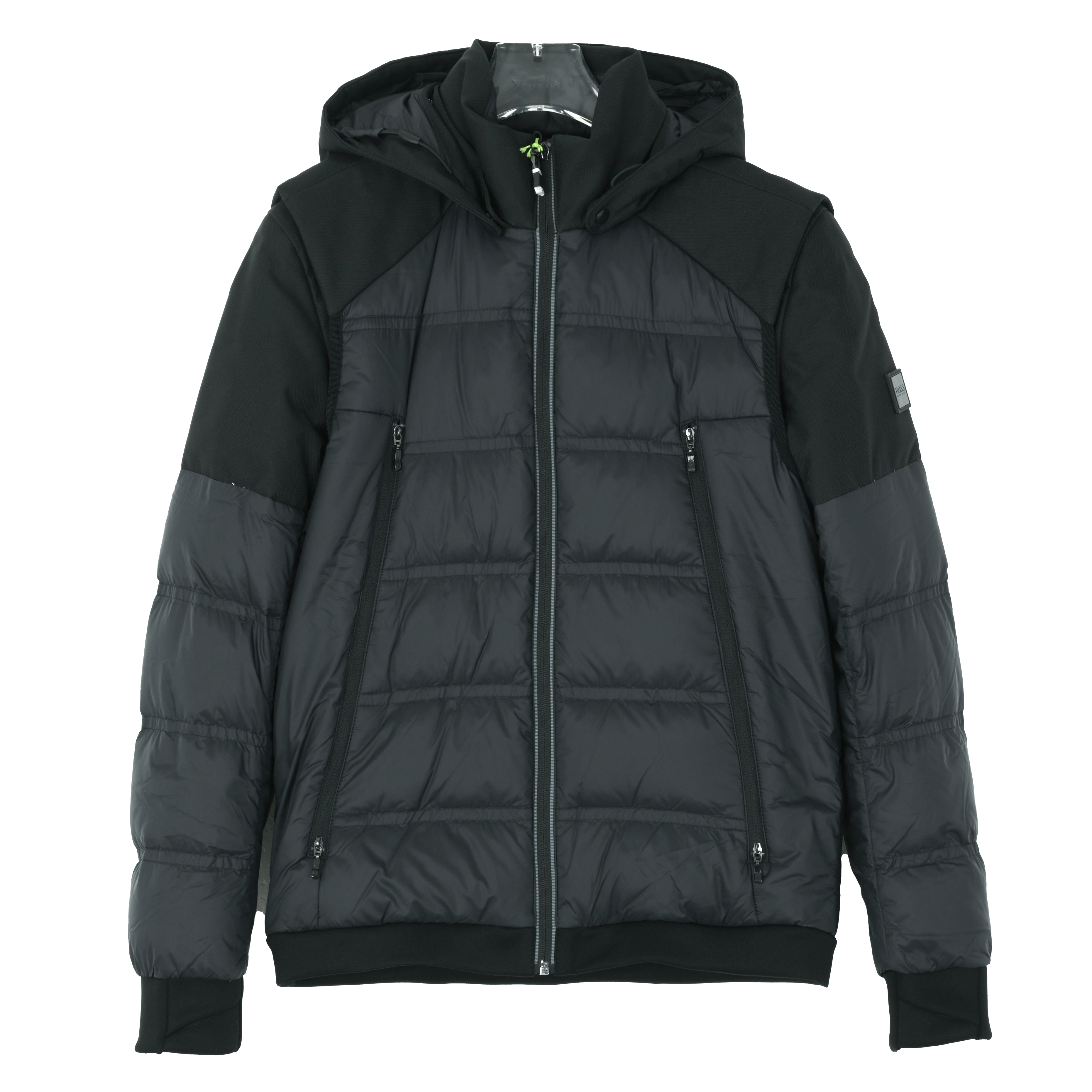 HUGO BOSS雨果博斯 男士拼接撞色可拆卸马甲连帽羽绒服50440090