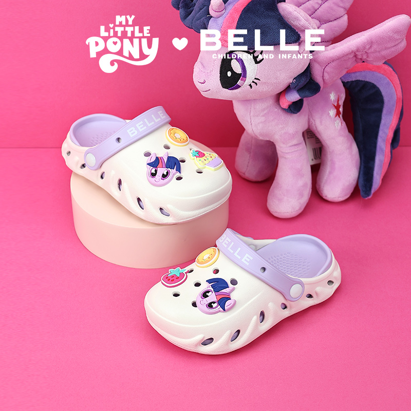 BELLE/百丽26夏新品女童小马宝莉洞洞鞋防滑凉拖鞋RA0037