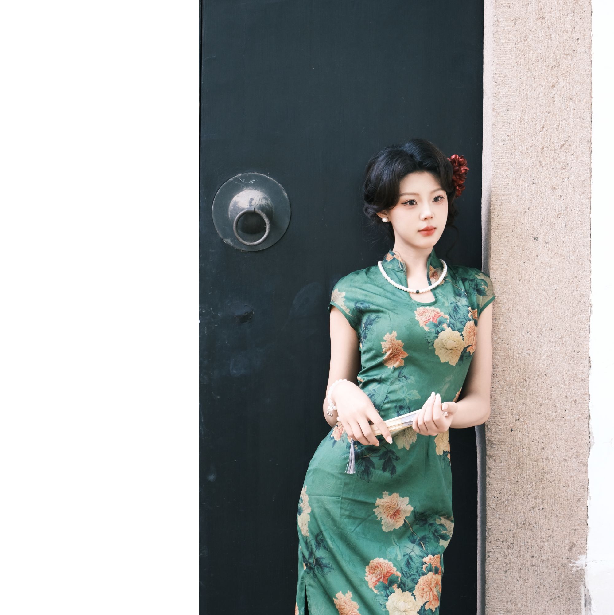 【芳华】复古新中式优雅高级画报款水滴领改良礼服国风气质苏州旗袍