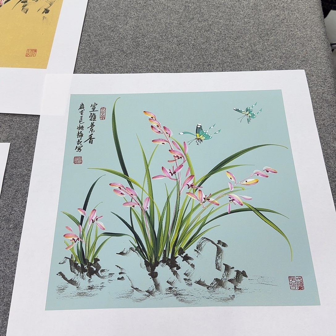 国画国画立体兰花