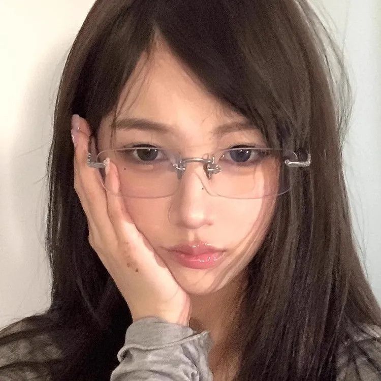 超轻无框眼镜女近视可配度数金丝无边框斯文防蓝光高级感镜架