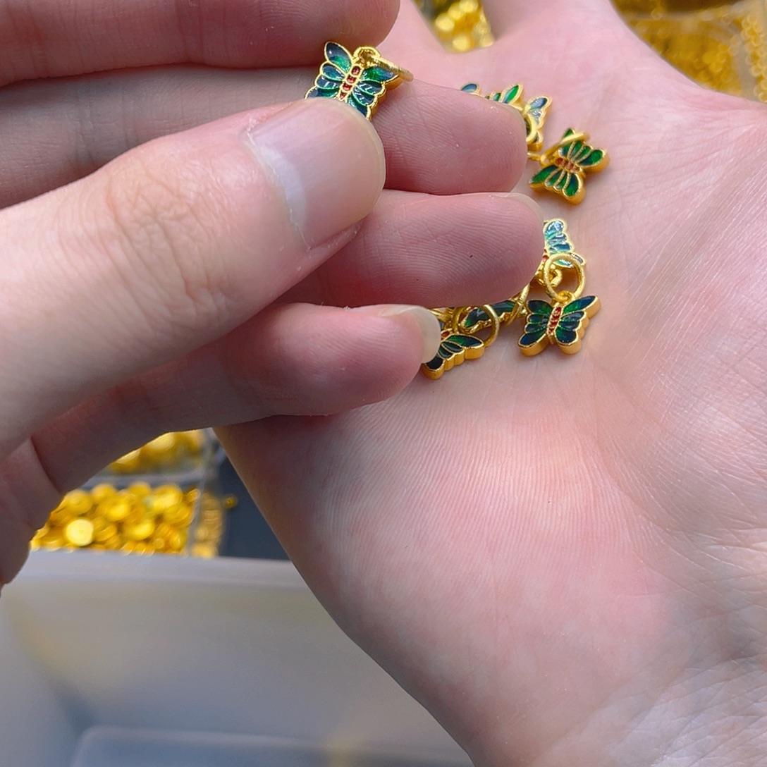 锆石铜合金珐琅彩蝴蝶2个