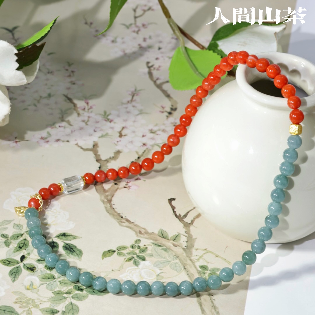 人间山茶 H2-2610 翡翠双圈手串