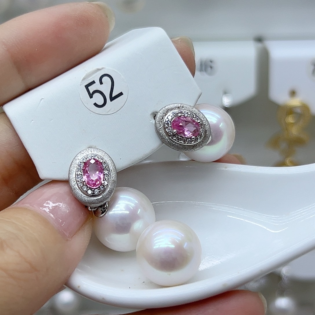 银S925镶嵌耳饰淡水珍珠紫**醉