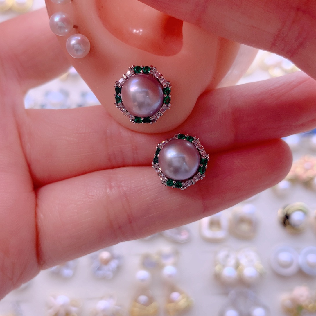 合金淡水珍珠耳饰