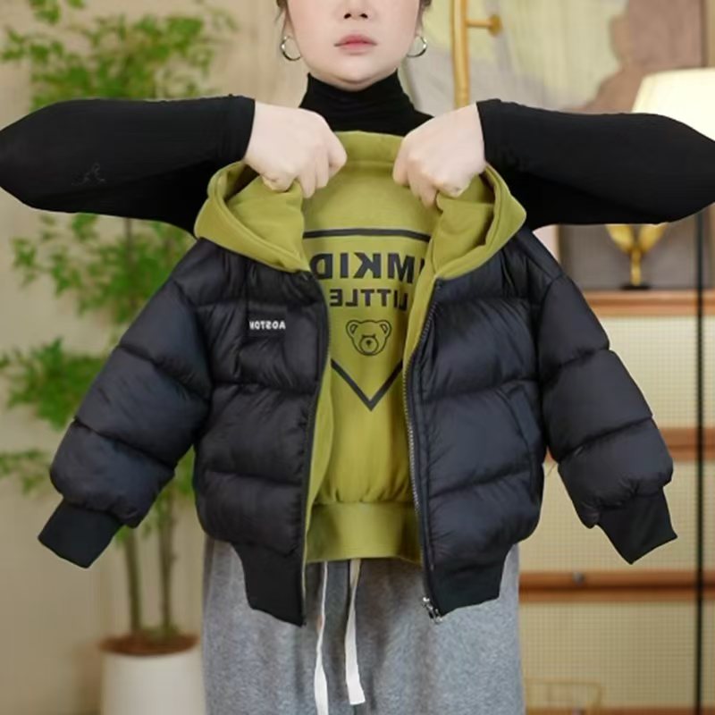 冬季2025新款圣诞年服外套加厚连帽棉服男孩儿童长袖棉服外套