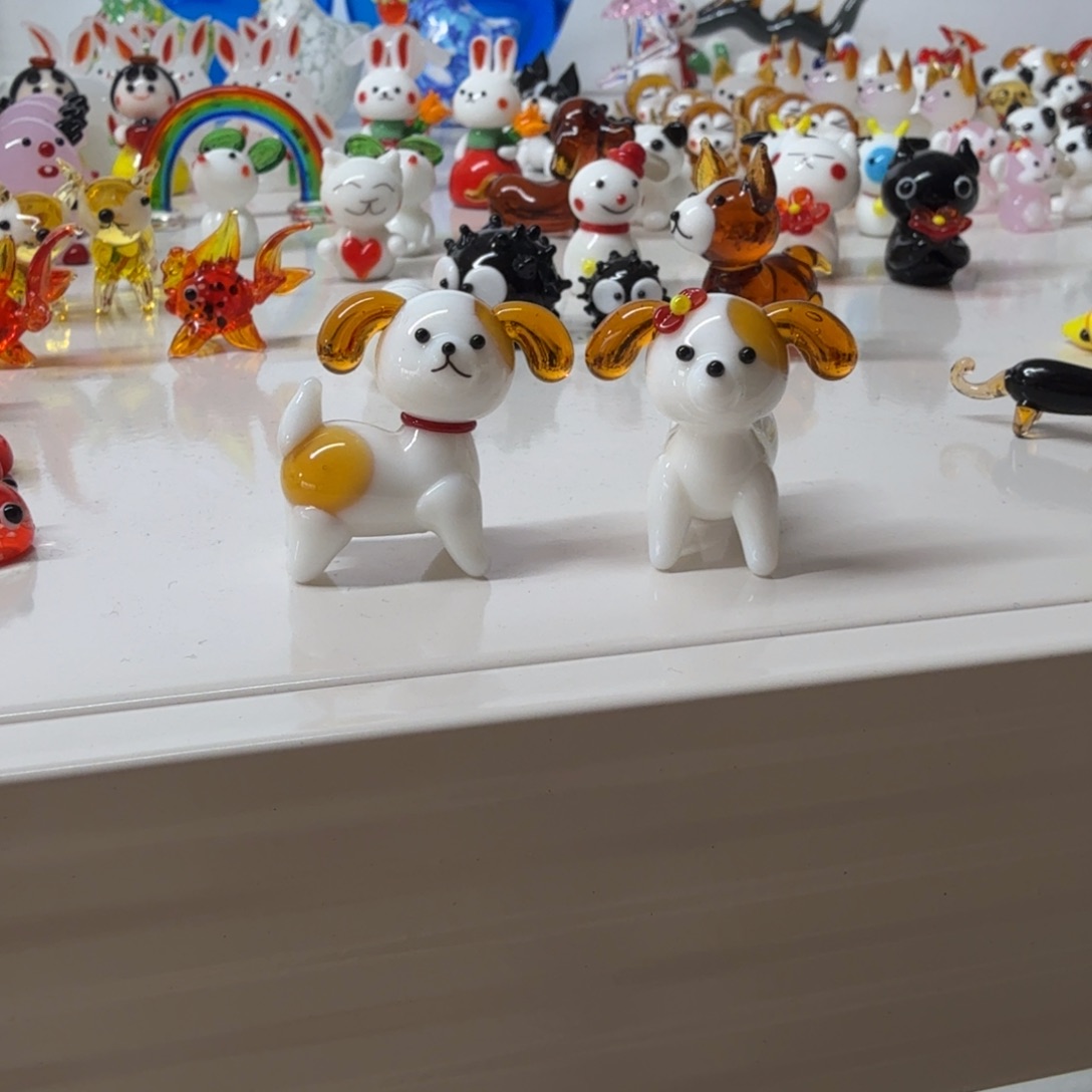 琉璃手工艺品一对小狗