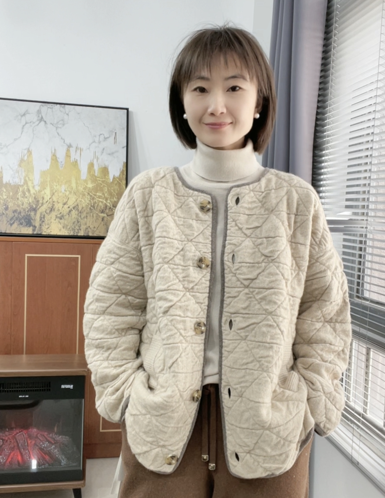 泡芙  日系山羊绒开衫外套